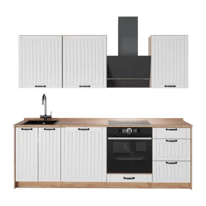 Zabudowa kuchenna Fame-Line Biały rustykalny/Dąb goldkraft 230 cm, BP Dąb Vicco
