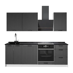 Cuisine Fame-Line Gris foncé/Blanc 230cm, PT Anthracite Vicco