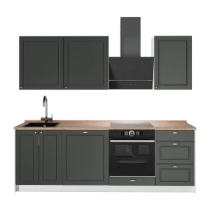 Complete keukeneenheid Fame-Line Groen-Goud Landhuis/Wit 230 cm, WB Eik Vicco