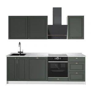 Complete keukeneenheid Fame-Line Groen-Goud Landhuis/Wit 230 cm, WB Marmer Vicco