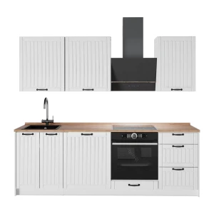 Cuisine Fame-Line Blanc campagne/Blanc 230cm, PT Chêne Vicco