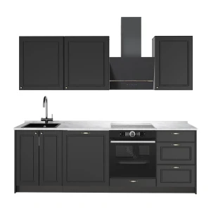 Cuisine Fame-Line Anthrazit-Gold Landhaus/Anthracite 230cm, PT Marbre Vicco