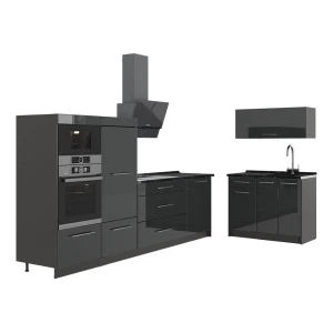 Kuchnia Fame-Line Antracyt połysk/Antracyt 380 cm, BP Antracyt Vicco