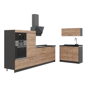 Kuchnia Fame-Line Dąb goldkraft/Antracyt 380 cm, BP Antracyt Vicco