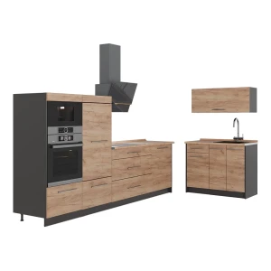Kuchnia Fame-Line Dąb goldkraft/Antracyt 380 cm, BP Dąb Vicco