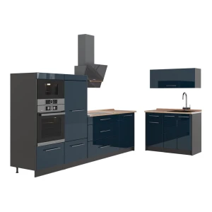 Kök Fame-Line Mörkblå högblank/antracit 380 cm, AP Oak Vicco