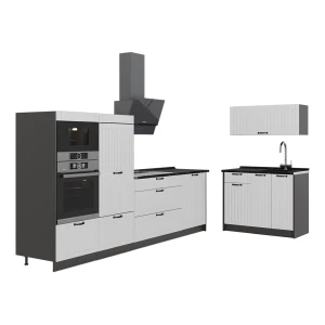 Kuchnia Fame-Line Biały rustykalny/Antracyt 380 cm, BP Antracyt Vicco
