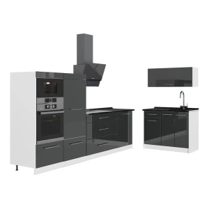 Kuchnia Fame-Line Antracyt połysk/Biały 380 cm, BP Antracyt Vicco