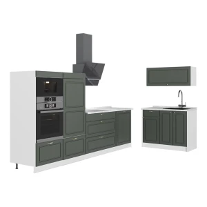 Kuchnia Fame-Line Green Gold Country/Biały 380 cm, BP Marmur Vicco