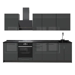 Cucina componibile Fame-Line Antracite lucido/Antracite 280 cm, PL Antracite Vicco