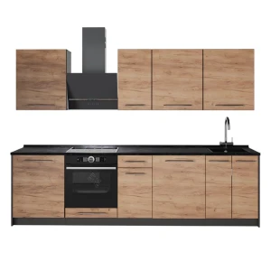 Zabudowa kuchenna Fame-Line Dąb goldkraft/Antracyt 280 cm, BP Antracyt Vicco