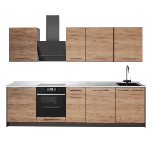 Zabudowa kuchenna Fame-Line Dąb goldkraft/Antracyt 280 cm, BP Marmur Vicco
