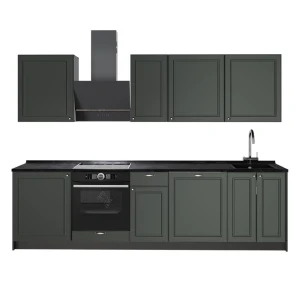 Cucina componibile Fame-Line Verde-oro rustico/Antracite 280 cm senza piano di lavoro Vicco