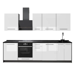 Cucina componibile Fame-Line Bianco lucido/Antracite 280 cm senza piano di lavoro Vicco