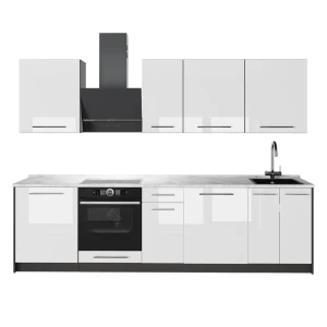 Cucina componibile Fame-Line Bianco lucido/Antracite 280 cm, PL Marmo Vicco