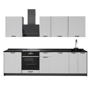 Cucina componibile Fame-Line Bianco rustico/Antracite 280 cm senza piano di lavoro Vicco