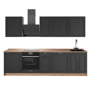 Cuisine Fame-Line Anthrazit-Gold Landhaus/Chêne de force doré 280cm, PT Chêne Vicco