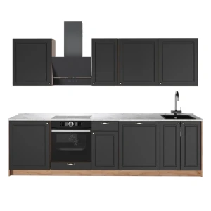 Keittonurkkaus Fame-Line Antrasiitti-kultainen maalaistalo/Goldkraft tammi 280 cm, AP Marble Vicco