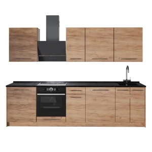 Complete keukeneenheid Fame-Line Goudkleurig Eiken/Goudkleurig Eiken 280 cm, WB Antraciet Vicco