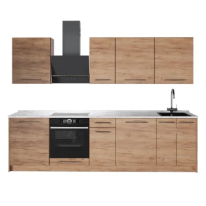 Zabudowa kuchenna Fame-Line Dąb goldkraft/Dąb goldkraft 280 cm, BP Marmur Vicco
