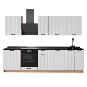 Zabudowa kuchenna Fame-Line Biały rustykalny/Dąb goldkraft 280 cm, BP Antracyt Vicco