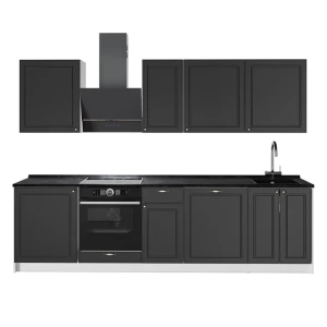 Cuisine Fame-Line Anthrazit-Gold Landhaus/Blanc 280cm sans PT Vicco