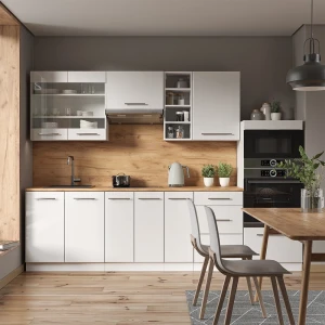 Küchenzeile Fame-Line Weiß Hochglanz/Weiß 280 cm ohne Arbeitsplatte livinity®