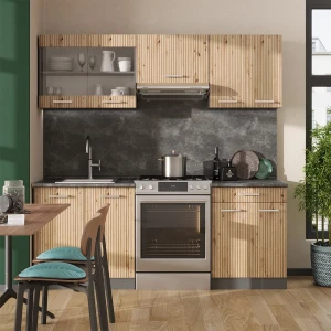 Küchenzeile R-Line Artisan Eiche/Anthrazit 200 cm , AP Anthrazit livinity®