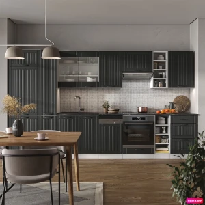 Küchenzeile Fame-Line Anthrazit Landhaus/Weiß 355 cm , AP Marmor livinity®