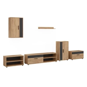 Living wall Berno Goldkraft oak/Anthracite 6-piece set Vicco