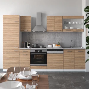 Küchenzeile R-Line Sonoma 300 cm ohne Arbeitsplatte livinity®