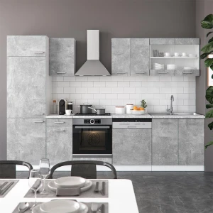 Küchenzeile R-Line Beton 300 cm ohne Arbeitsplatte livinity®