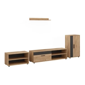 Living wall Berno Goldkraft oak/Anthracite 4-piece set Vicco