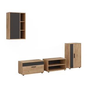 Living wall Berno Goldkraft oak/Anthracite 4-piece set Vicco