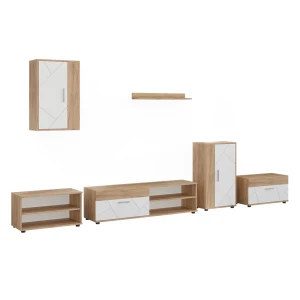 Living wall Berno Goldkraft oak/White 6-piece set Vicco