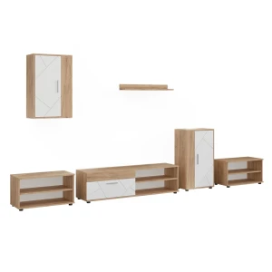 Living wall Berno Goldkraft oak/White 6-piece set Vicco