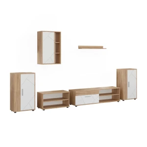 Living wall Berno Goldkraft oak/White 6-piece set Vicco