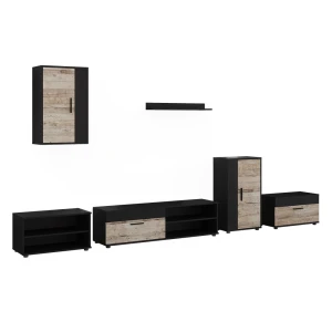 Living wall Berno Black/Sand oak 6-piece set Vicco
