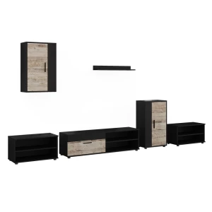 Living wall Berno Black/Sand oak 6-piece set Vicco