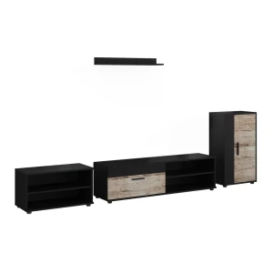 Living wall Berno Black/Sand oak 4-piece set Vicco