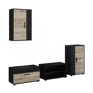 Living wall Berno Black/Sand oak 4-piece set Vicco