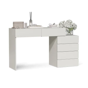 Tavolo da toeletta Alvia Bianco 100 cm con 6 cassetti Vicco