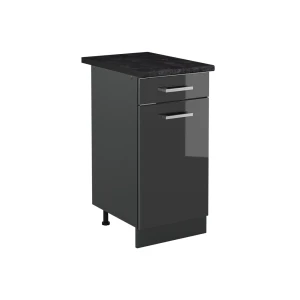 Küchenunterschrank R-Line Anthrazit Hochglanz/Anthrazit 40 cm Arbeitsplatte Anthrazit Vicco