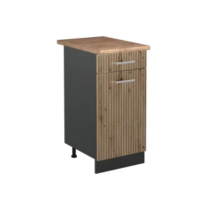 Küchenunterschrank R-Line Artisan-Eiche/Anthrazit 40 cm Arbeitsplatte Goldkraft Eiche Vicco