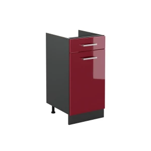 Küchenunterschrank R-Line Rot Hochglanz/Anthrazit 40 cm ohne Arbeitsplatte Vicco