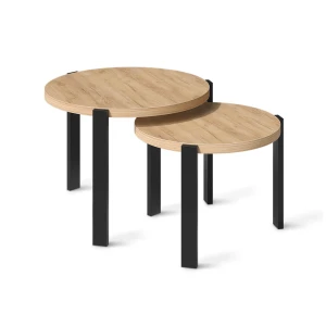 Coffee table set Norin Goldkraft oak/Black 60 x 60 cm Vicco