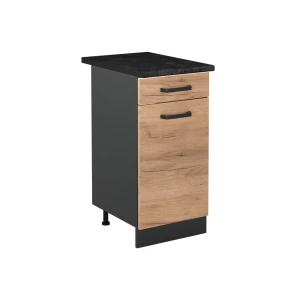 Küchenunterschrank R-Line Goldkraft Eiche/Anthrazit 40 cm Arbeitsplatte Anthrazit Vicco