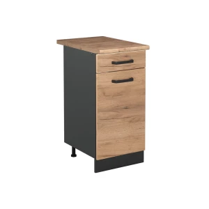 Küchenunterschrank R-Line Goldkraft Eiche/Anthrazit 40 cm Arbeitsplatte Goldkraft Eiche Vicco