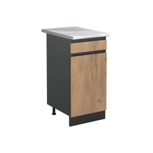 Küchenunterschrank R-Line Goldkraft Eiche/Anthrazit 40 cm Arbeitsplatte Marmor Vicco
