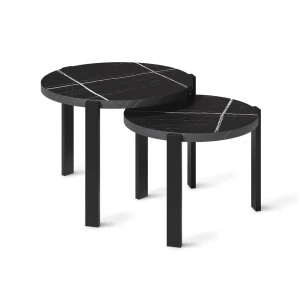 Coffee table set Norin Black marble/Black 60 x 60 cm Vicco
